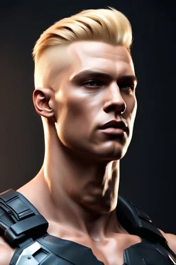 Muscular male Commander with blonde undercut hair. Photorealistic. 4k. Modern