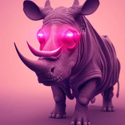 A beautiful portrait of a cyborg rhino pink neon color scheme, high key lighting, volumetric light high details psychedelic background