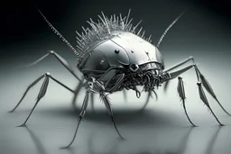 small, insect-like creature. It is about the size of a pea, and it has six legs and two antennae. The biot is made of a silvery metal, and it has a complex internal structure.