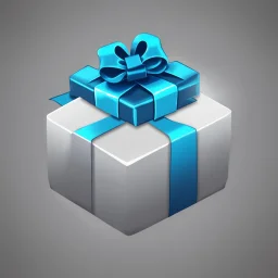 Please create me an Icon looking like a present with blue on the outside. Make the top of the Present the main point of view without any background. The top of the present is all you see, no background