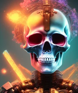 Android skull, full body close up, soft light atmosphere, light effect，vaporwave colorful, concept art, smooth, extremely sharp detail, finely tuned detail, ultra high definition, 8 k, unreal engine 5, ultra sharp focus