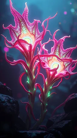 "3D HR Complex Unique and Beautiful Bioluminescent Carnivorous Plants, 2 a breathtaking frontier fantasy artwork by Android Jones, Jean Baptiste monge, Alberto Seveso, Erin Hanson, Jeremy Mann. Minimalist highly detailed and complex professional_photography, masterpieces, 8k resolution concept art, Artstation, tricolor, Unreal Engine 5, cgsociety" Highly detailed ArtStation Concept Art Clear Focus Smooth cinematic 4K epic Details Serious Stoic ARTgerm AN's mature art. Busch painting style