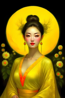 Women is described as having a pleasing face like the full moon. Her body is as soft as a mustard flower. She is well clothed. Her skin is fine, tender and fair as a yellow lotus. Bright and beautiful, her eyes are like the orbs of the fawn, well-cut with reddish corners. Her bosom is hard, full and high. Three folds or wrinkles cross her middle, at about the umbilical region, and she has a good neck. She has a well-proportioned body and walks with a swan-like gait. Her nose is straight and