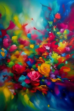 I paint a painting that contains philosophical words and the focus is on the abundance of colors and their richness