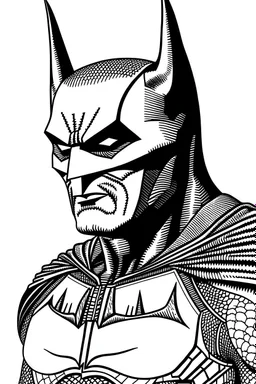 coloring book page of batman, white and black, outline