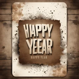 Hyper Realistic Grungy Happy New Year Card with decorative rustic background