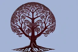 tree of life and a man working, podcast logo minimalist illustration