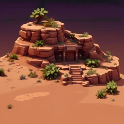 Elevated view of a Mesa rock 2d game asset from the front