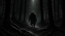 Dark Woods, Dark Forest, horror, Realistic Art, Monster roaming