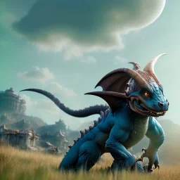 full body photography of troll, dragon theme art, light happy atmosphere, 8K, close-up face, anatomically perfect face, clouds and sun, ignore NSFW, full body image