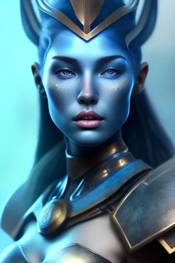 portriate of beautiful blue na'vi warrior,volumetric lighting, particals, intricate detail,realistc, close up