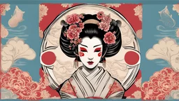 Japanese geisha mask tattoo design