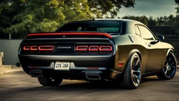 Dodge Challenger if luxury car , desktop wallpaper, 4K, Cinematic, rear view
