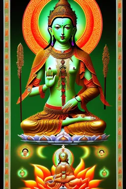 Green Tara, female bodhisattva, orthodox icon