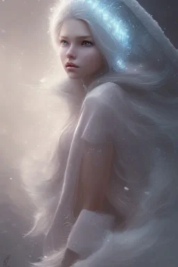 girl, cute, beautiful, snow queen, long hair, blue eyes, makeup, 8k resolution concept art portrait by Greg Rutkowski,