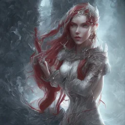 portrait beautiful red woman elf