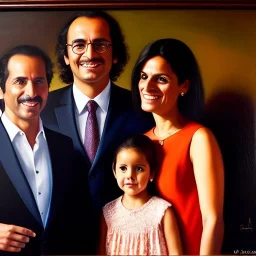 portrait of Jacobo Santiago Mozos born in 1976 and Gemma Arnau Arnau born in 1979,and daughters Eira Santiago Arnau and Dalia Santiago Arnau by Diego Velázquez,smiling, oil on canvas, cinematic composition, extreme detail,8k,fit full head inside picture,