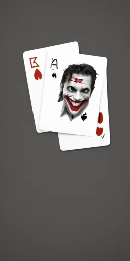 Joker playing with cards dark background