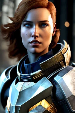 ultrarealistic, ruined city,__mass effect armor__, __angles__, 19 year old woman, strikingly beautiful, ginger hair, silver colour, [__starlets__|__starlets__], (pale __skincolor__ skin:1.2), __camera__, _hair_, detailed face and eyes, medium breasts, leather choker, freckles, dynamic pose, resolved expression, __accessory__, strappy outfit, (straps:1.1), sword in scabard on left hip, (buckles, buttons, snaps, rings:1.0), haltertop style breastplate, detailed eyes, plump lips, sci-fi theme