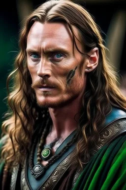 michael fassbender as long haired celtic warrior with tribal tattoos