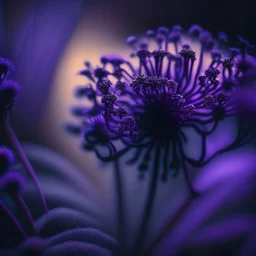 high lighting, nature, plants, wildflower, intricate, 8k, macro photography,purple tones,