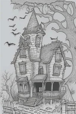 coloring book page Small Haunted Houses