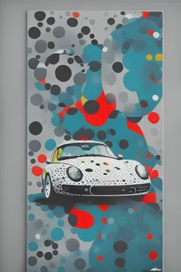 porsche poster in polka dot art style
