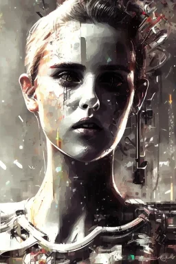 Danish singer MØ face,Abstract Yoji Shinkawa,cyberpunk,