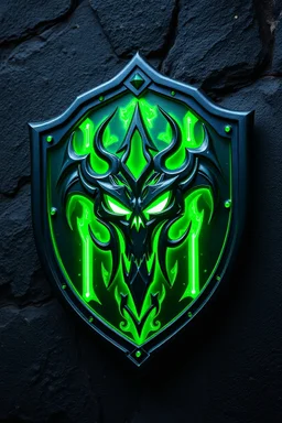 Black and glowing green evil looking shield