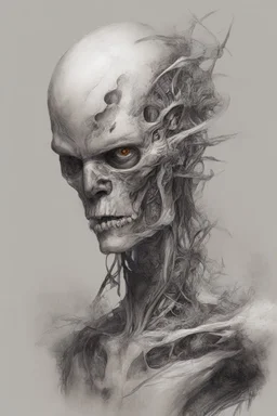 A creature half human half machine Busch painting style thine line draw