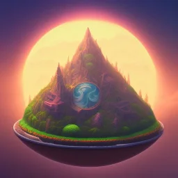 100mm photo of isometric floating island in the sky, surreal pizza with pizza, intricate, high detail, behance, microworlds smooth, macro sharp focus, centered