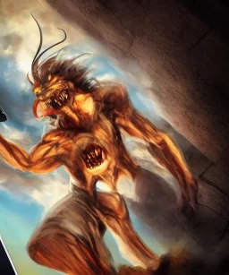 Demon climbing out of a cellphone