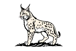 a lynx in a royal lion position like on flags or crests, vector