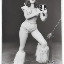 Full viewed selfie Ziegfeld Girl on jeans