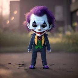 Joker toddler, robot, full body, tokio background, dramatic lighting, hyper realistic, unreal engine 5, 8k