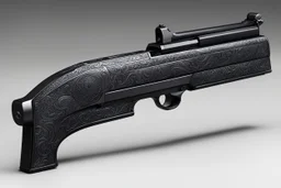 Ah, the stapler pistol, created by a demon with style. Picture this: a sleek, black weapon that combines the functionality of a stapler with the deadly precision of a pistol. The demon's craftsmanship is evident in every detail, from the polished metallic frame to the intricate engravings of infernal symbols along the barrel.