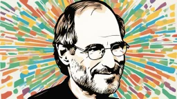 "A thumbnail image of Steve Jobs, the founder of Apple Inc. and an icon of innovation and technology. The image depicts Steve Jobs wearing his iconic glasses and smiling confidently. The design of the image conveys aspects of brilliance and the impact that changed the world. The image symbolizes the journey of creativity and transformation that Jobs went through, embodying his values and legacy in the world of technology and business."