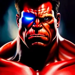 Ultra detailed fullbody Portrait in oil on canvas of Red Hulk,extremely detailed digital painting, extremely detailed face,crystal clear Big Glowing eyes, mystical colors ,perfectly centered image, perfect composition, rim light, beautiful lighting, 8k, stunning scene, raytracing, anatomically correct, in the style of robert e howard and Ken Kelley and Ohrai Noriyoshi and Simon Bisley and tomzj1