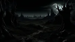 grotesque, macabre and dark landscape at night
