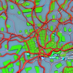 colored pins positioned throughout a topographic map, roads and highways, desaturated colored map, highly detailed, intricate design, smooth, realistic render, Artstation, smooth, sharp focus, illustration, artgerm