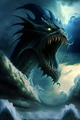 leviathan demon huge seprent monster beast sky