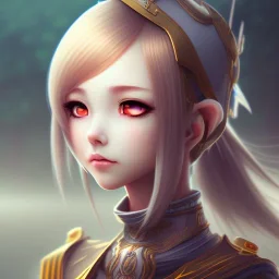 Anime girl cute neck head portrait, warrior costume, village, meditation, 8k quality