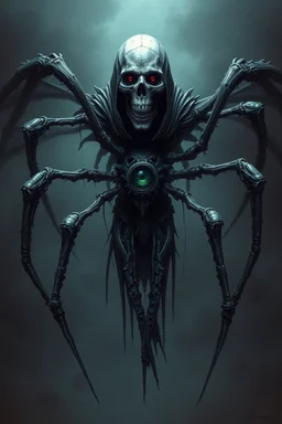 Death warmed over is a half flesh half machine version of the grim reapler with 8 spider like eyes and a central eye to see everying else.