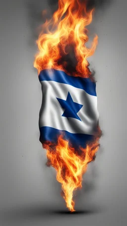 Hyper realistic burning israel flag