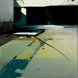 Minimal abstract oil paintings desolate 1960s carpark concrete fragments and naked bodies. style of Justin Mortimer and Francis Bacon. road markings.