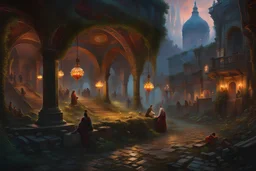 Bright, Insanely detailed painting of the Luminis Medallion and the Nocturne Ring, hyperdetailed painting by Ismail Inceoglu Huang Guangjian and Dan Witz CGSociety ZBrush Central fantasy art album cover art 4K 64 megapixels 8K resolution HDR, shiny