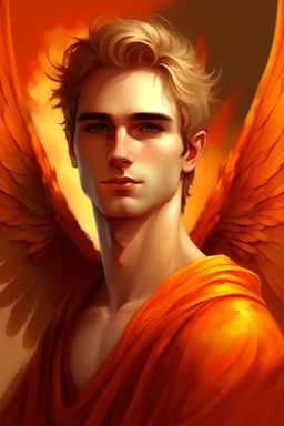 portrait of a male angel orange colours