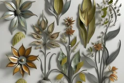 Craft metal sculptures representing various botanical elements, such as flowers, leaves, and vines. Arrange them in an ensemble for a nature-inspired wall decor.