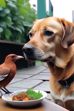 generiere mir ein Video von einem Hund, der einen Vogel frisst