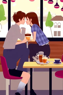 2 girl 1 boy in cafe